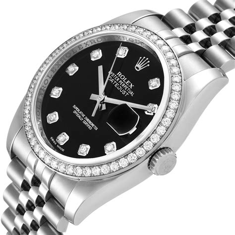 rolex datejust black face diamond